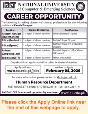 FAST National University Karachi Jobs