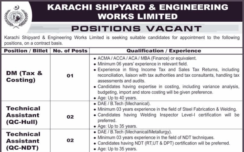 Karachi Shipyard Jobs 2026