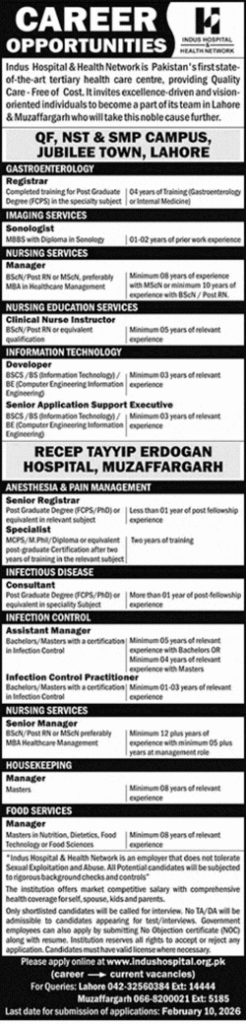 Indus Hospital Jobs 2026