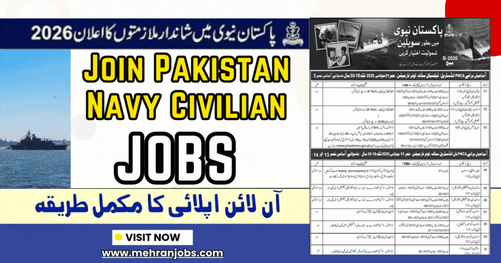 Join Pakistan Navy Civilian Jobs 2026 February Online Registration