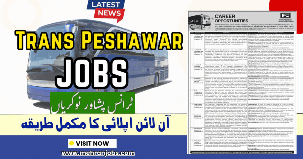 Trans Peshawar Jobs 2026 February Online Apply