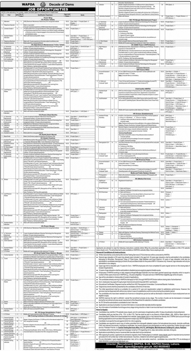Water and Power Development Authority WAPDA Jobs Advertisement February 2026 Apply Online