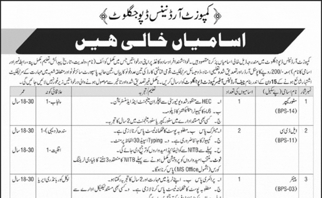 Composite Ordnance Depot Jaglot Jobs 2026 March