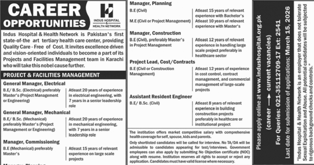 Indus Hospital Jobs 2026 in Karachi 