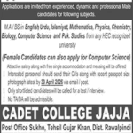 Cadet College Jajja Jobs 2026
