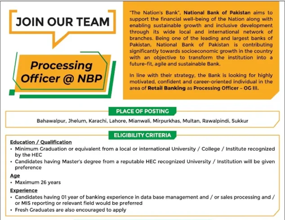 National Bank of Pakistan Jobs 2026