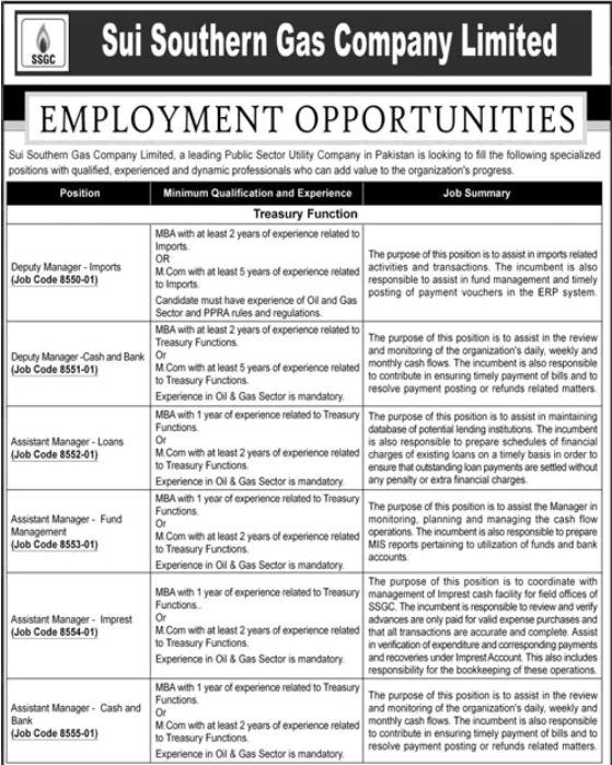 Sui Southern Gas Company Jobs 2026
