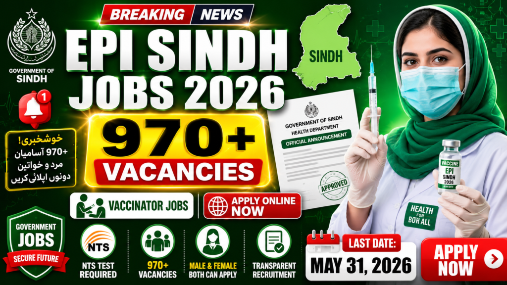 EPI Sindh Vaccinator Jobs 2026 – Apply Online for Health Department Vacancies