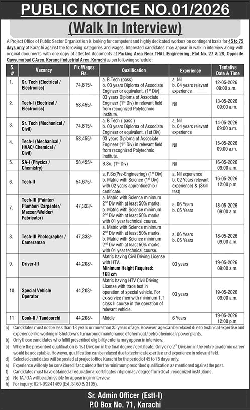 PO Box 71 Karachi Jobs May 2026 – PAEC Technicians & Other Roles