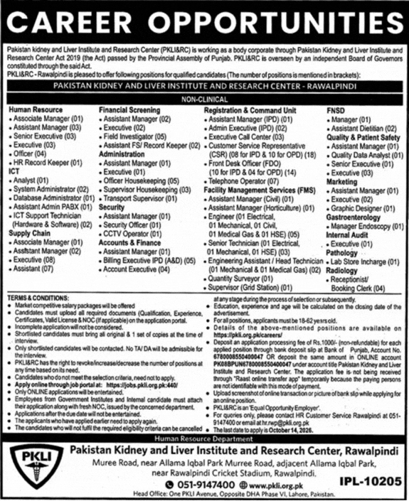 Pakistan Kidney and Liver Institute and Research Center Advertisement