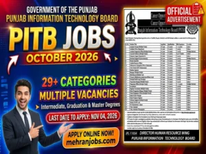 PITB Punjab Information Technology Board Jobs October 2026