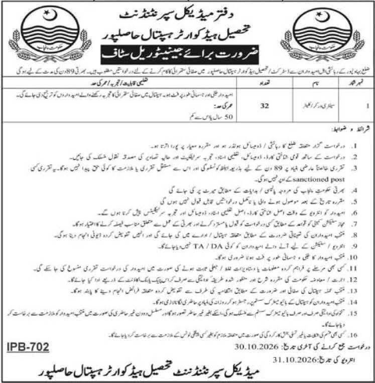 Today Latest Jobs Advertisement 15-10-2026
